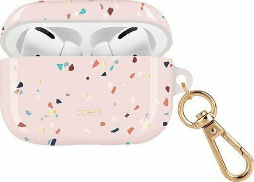 Uniq Coehl Terrazzo Hülle Silikon mit Haken Blush Pink für Apple AirPods Pro
