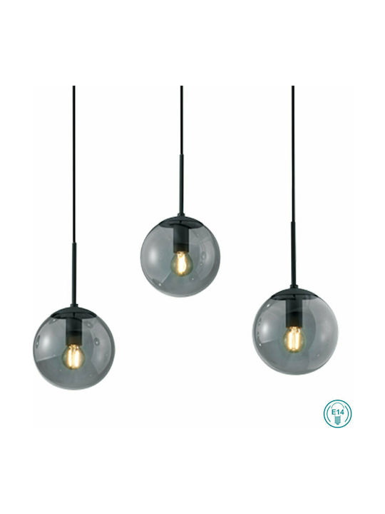 Trio Lighting Balini Pendant Light Black Rail for 5 Bulbs E14, E.14 100cm