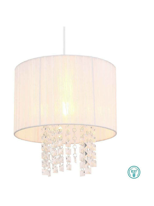 Globo Lighting Pyra Pendant Light Single-Light with Crystals for Socket E27 White