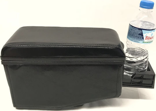 Auto Gs Car PU Armrest Universal with Triple glass holder Black