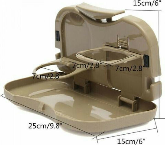 Car Cup Holder Foldable 2 Positions for Seat Back in Beige Color
