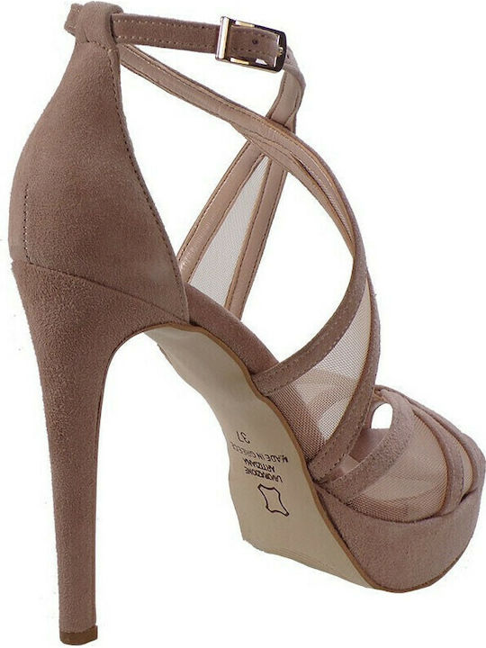 Suede Sandalen Beige
