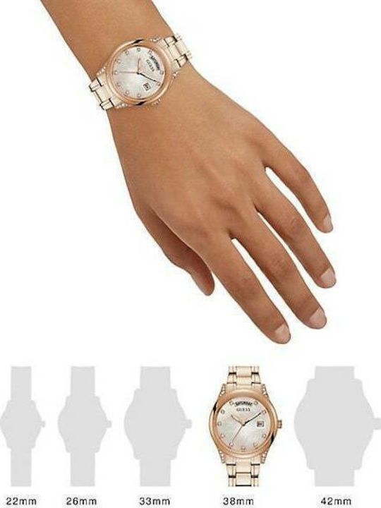 Guess Aura Damen Uhr mit Rose Gold Metallarmband
