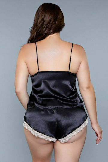 Be Wicked Abby Satin Top & Thong Black