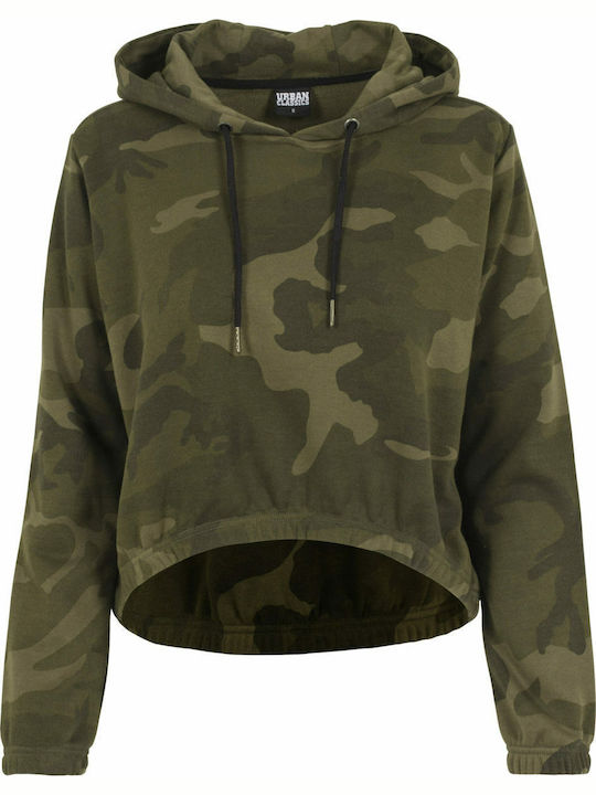 Cropped Women's Sweatshirt Hooded Khaki
