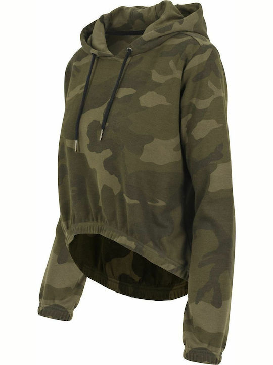 Cropped Women's Sweatshirt Hooded Khaki