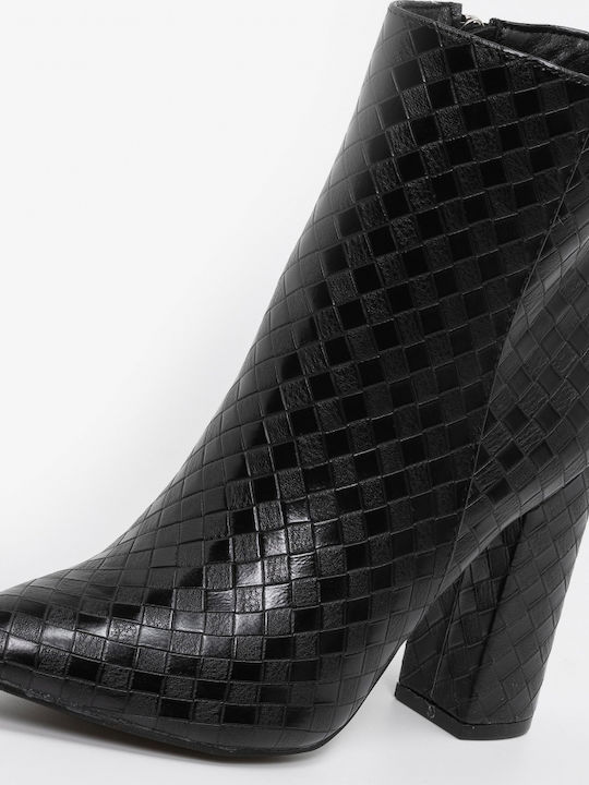 Basket Weave Ghete Dama Cu Toc Înalt Negre
