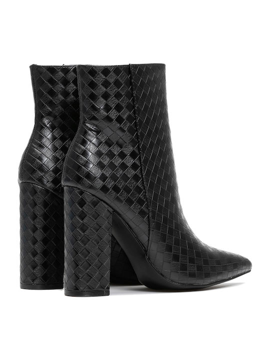 Basket Weave Ghete Dama Cu Toc Înalt Negre