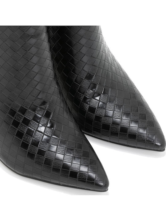Basket Weave Ghete Dama Cu Toc Înalt Negre