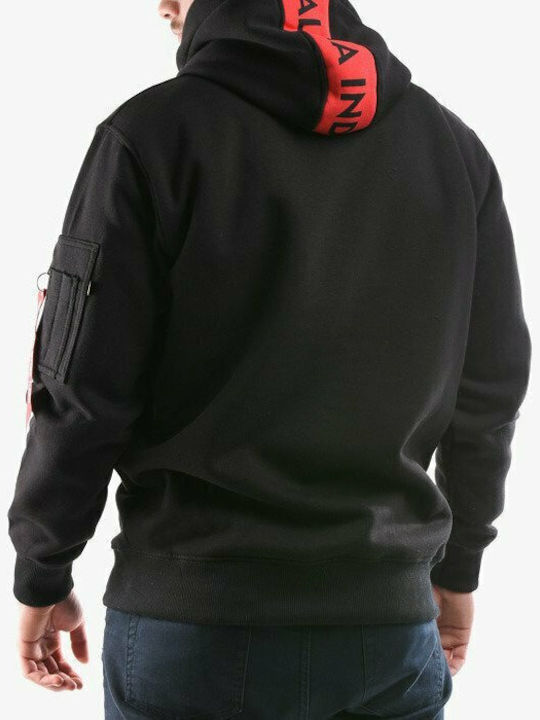 Red Stripe Sweatshirt mit Kapuze Schwarz