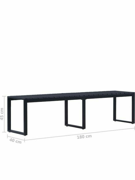 Bench Outdoor Metal Black 180x40x45cm