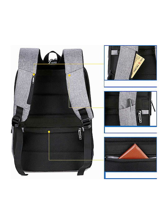 Playbags 1811-281 Wasserdichte Rucksack Für Laptop 15.6 Mit USB-Anschluss In Grau Farbe