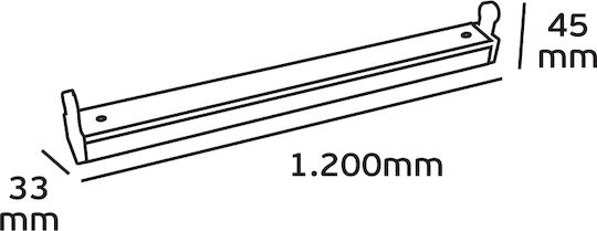 VK Lighting Lighting Batten with 2 Slots for LED Lamps T8 36W 120cm