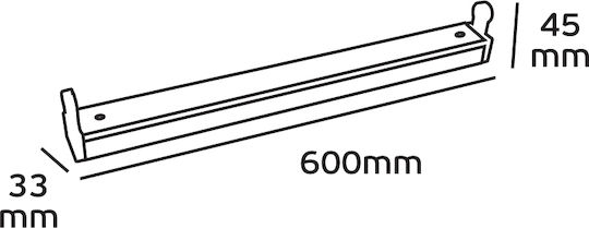 VK Lighting Lighting Batten with 2 Slots for LED Lamps T8 18W 60cm