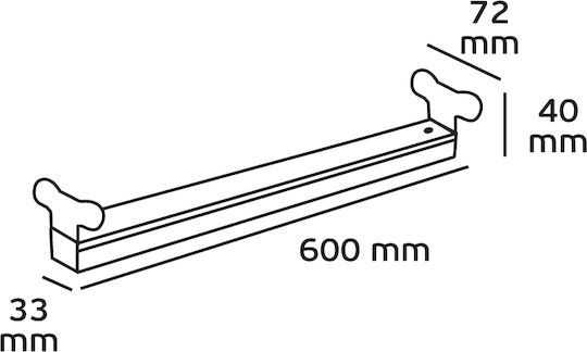 VK Lighting Lighting Batten Single-Ended with 2 Slots for LED Lamps T8 18W 60cm