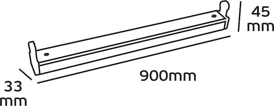 VK Lighting Lighting Batten with 2 Slots for LED Lamps T8 30W 90cm