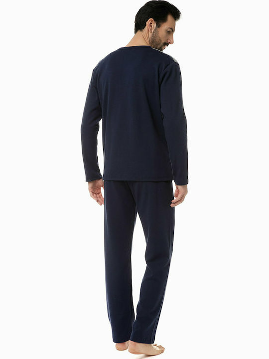 Minerva 90-70861 Men's Winter Cotton Pajamas Set Navy Blue