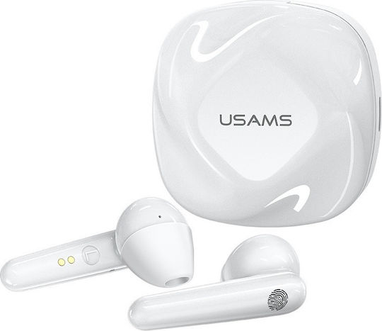 Usams SD Series Earbud Bluetooth Handsfree Ακουστικά με Θήκη Φόρτισης Λευκά