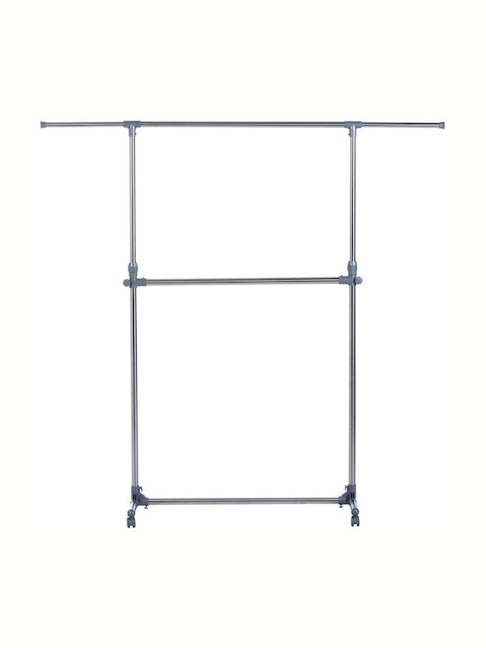 HomCom Garment Rack Metallic Telescopic In Silver Colour 165x48x180cm