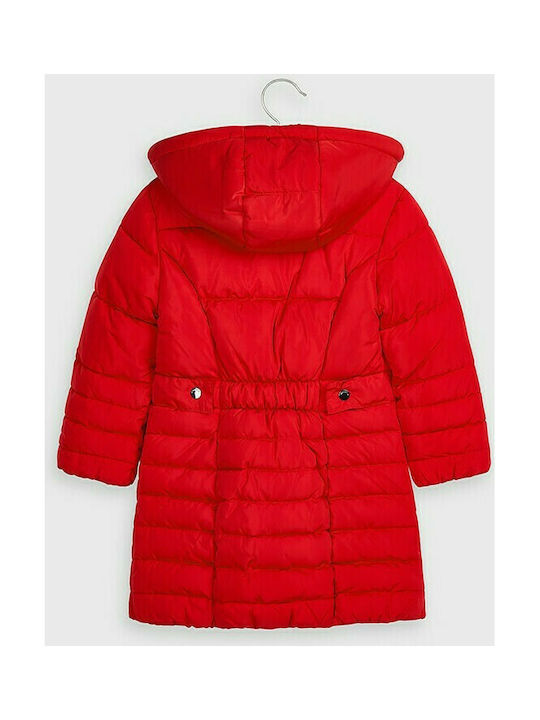 Mayoral Kids Quilted Jacket Long Hooded Red