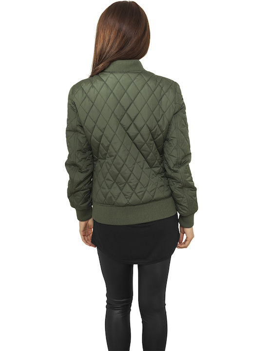 Urban Classics TB806 Women's Short Bomber Jacket for Winter Green