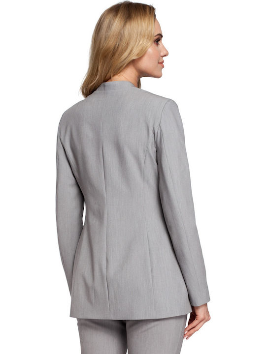 MOE M304 Lang Damen Mittellang Blazer Gray MOE304