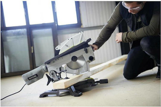 Ryobi RTMS1800G Kapp- und Gehrungssäge Elektrisch 1800W Zwei Arbeitsgänge mit Schnittführung (Laser) & Scheibendurchmesser 254mm
