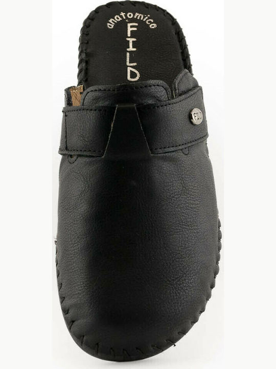 Sparta 03 Anatomische Leder Damen Hausschuhe Schwarze