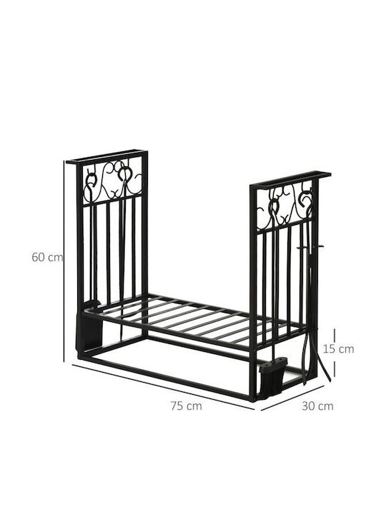 HomCom Metallisch Regal Holzlagerung 75x30x60cm