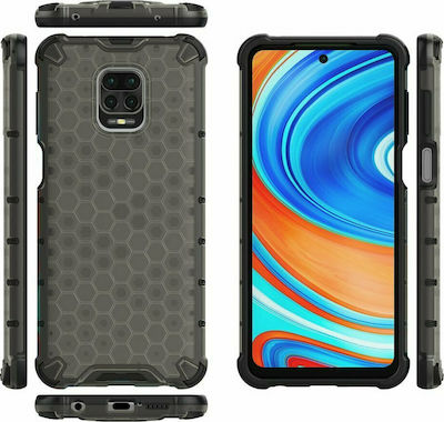 Hurtel Honeycomb Synthetic Back Cover Black (Redmi Note 9S / 9 Pro / 9 Pro Max)