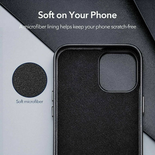 ESR Metro Premium Задна корица Кожа 0.4мм Черен (iPhone 12 Pro Max)