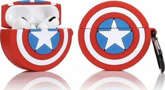 Captain America Shield Silicone Case with Keychain Multicolour for Apple AirPods Pro