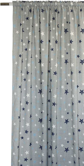 Decocraft Kinder Vorhang Star mit Tunnel Blue 03-403-00207 140x280cm