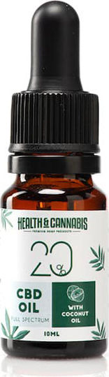 Health & Cannabis CBD Oil 20% Full Spectrum 2000mg with Coconut MCT Oil 10ml