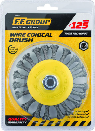 F.F. Group 38692 Wire Brush with Bristles for Angle Grinder 125mm Braid M14