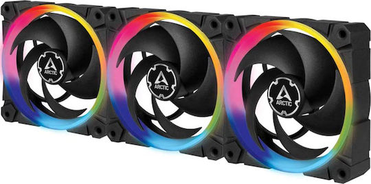 Arctic BioniX P120 Case Fan 2300rpm 48cfm with ARGB Lighting and 4-Pin PWM Connection 3pcs
