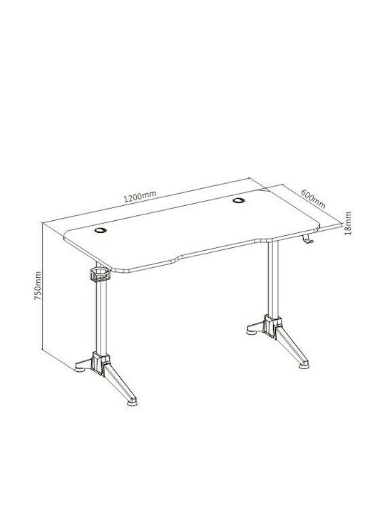 Γραφείο Gaming Ξύλινο Black με Μεταλλικά Πόδια 120x60x75εκ.