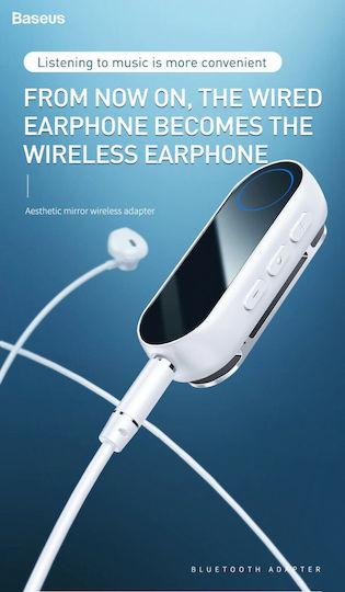 Baseus Μετατροπέας από Aux 3.5mm σε Δέκτη Bluetooth BA02 Λευκό