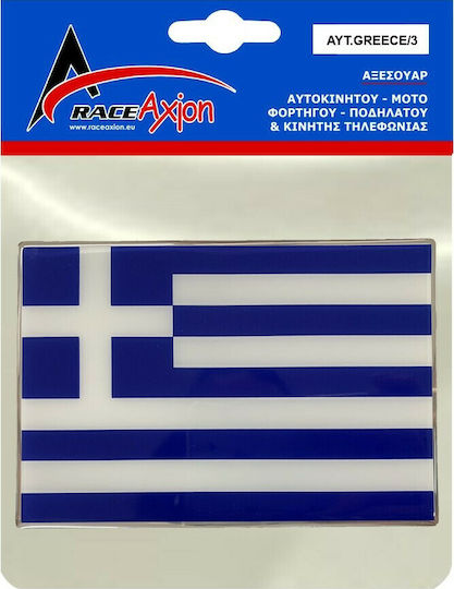 Race Axion Car Flag Stickers with Enamel Coating 13.8 x 13.8cm in Blue Color 1pcs