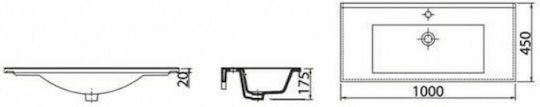 Tema Ένθετος Νιπτήρας Πορσελάνης 100x45x20.5cm Λευκός Tema Ένθετος Νιπτήρας Πορσελάνης 100x45x20.5cm Λευκός