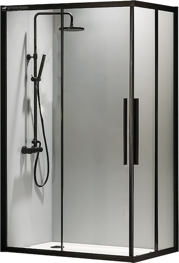 Devon Flow Corner Entry Καμπίνα Ντουζιέρας με Συρόμενη Πόρτα 120x80x195cm Clean Glass Black Matt