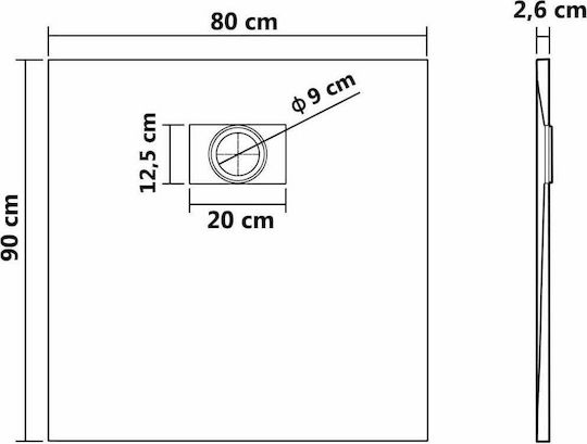 vidaXL Rectangular Acrylic Shower Black 90x80x2.6cm