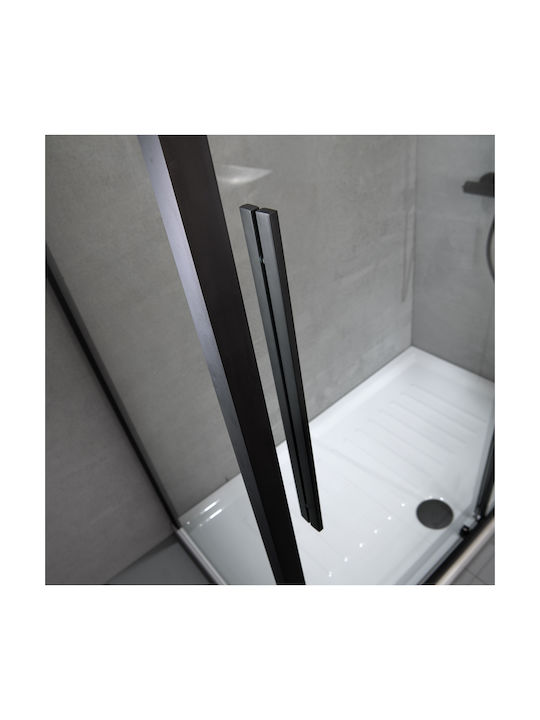Devon Flow Corner Entry Cabin for Shower with Sliding Door 120x80x195cm Clean Glass Black Matt