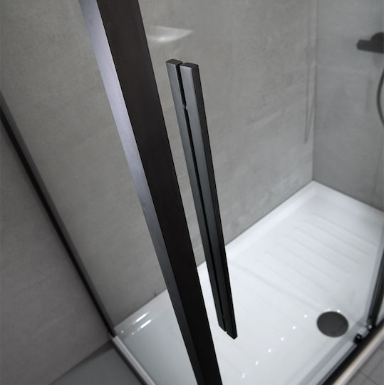 Devon Flow Corner Entry Кабинет Душ с Плъзгащи се Врата 120x80x195см Почистване на стъклото Черен мат