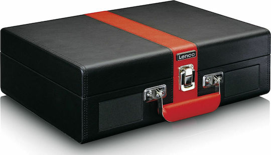Lenco TT-110 TT-110BKRD Βαλιτσάκι Πικάπ με Belt Drive, Προενίσχυση και Ενσωματωμένα Ηχεία Μαύρο