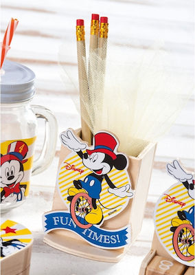 Bombonieră de Botez cu Suport de Creioane Mickey Carnival din Lemn 7x5.5cm