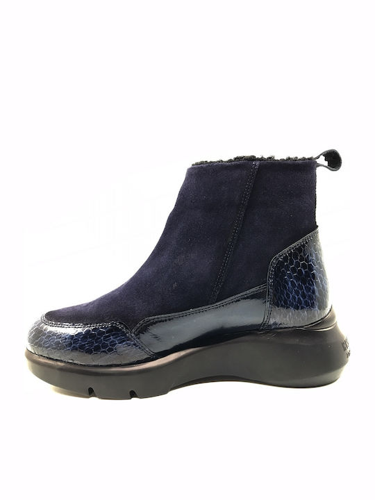 Hispanitas Leather Women's Ankle Boots Platform Navy Blue