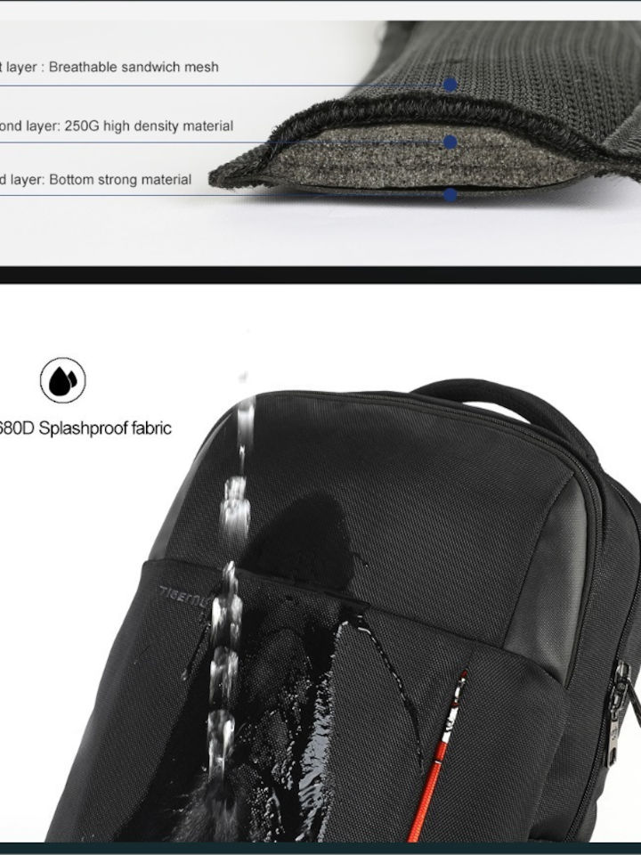 Tigernu T-B3906 Waterproof Backpack for Laptop 15.6" with USB Port in Blue Color