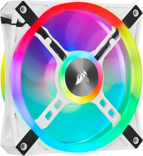 Corsair iCUE QL120 Case Fan 1500rpm 41.8cfm with RGB Lighting and 4-Pin PWM Connection White