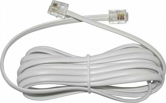 Eurolamp Τηλεφωνικό Καλώδιο RJ11 6P4C 5m Λευκό (147-10063)